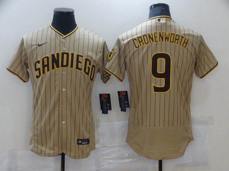 Men San Diego Padres #9 Cronenworth brown stripe Elite 2021 Nike MLB Jersey->san diego padres->MLB Jersey